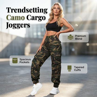 Calças Jogger Cargo Camufladas para Mulher