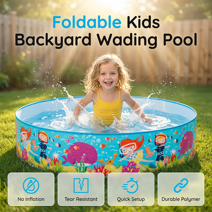 🏡💦Large Foldable Backyard Wading Pool for Whole Family & Pets – Instant Summer Fun For Kids & Year-Round Play 🏖️